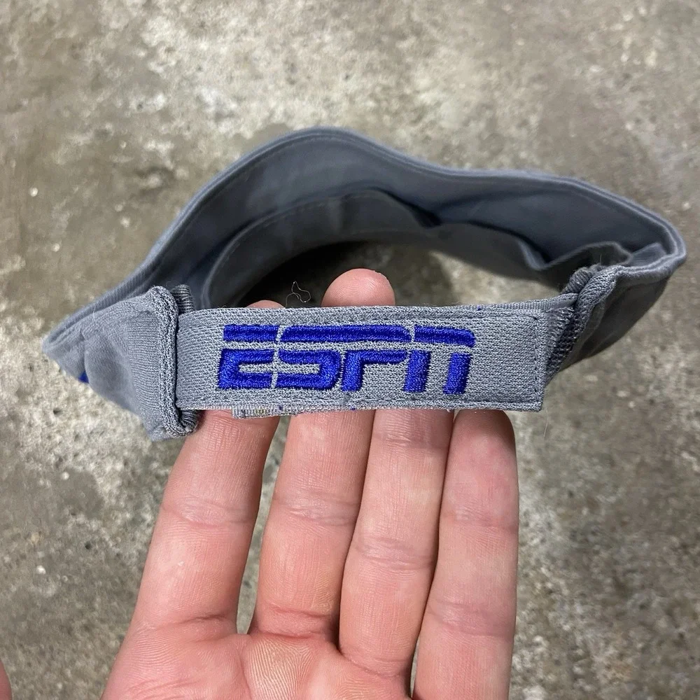 Vintage 90s Top Of The World ESPN Visor Strap Back Adjustable Gray Sports Logo